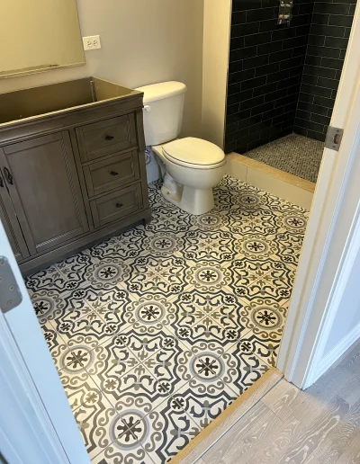 Bathroom plumbing installation with durable pipes and modern fixtures